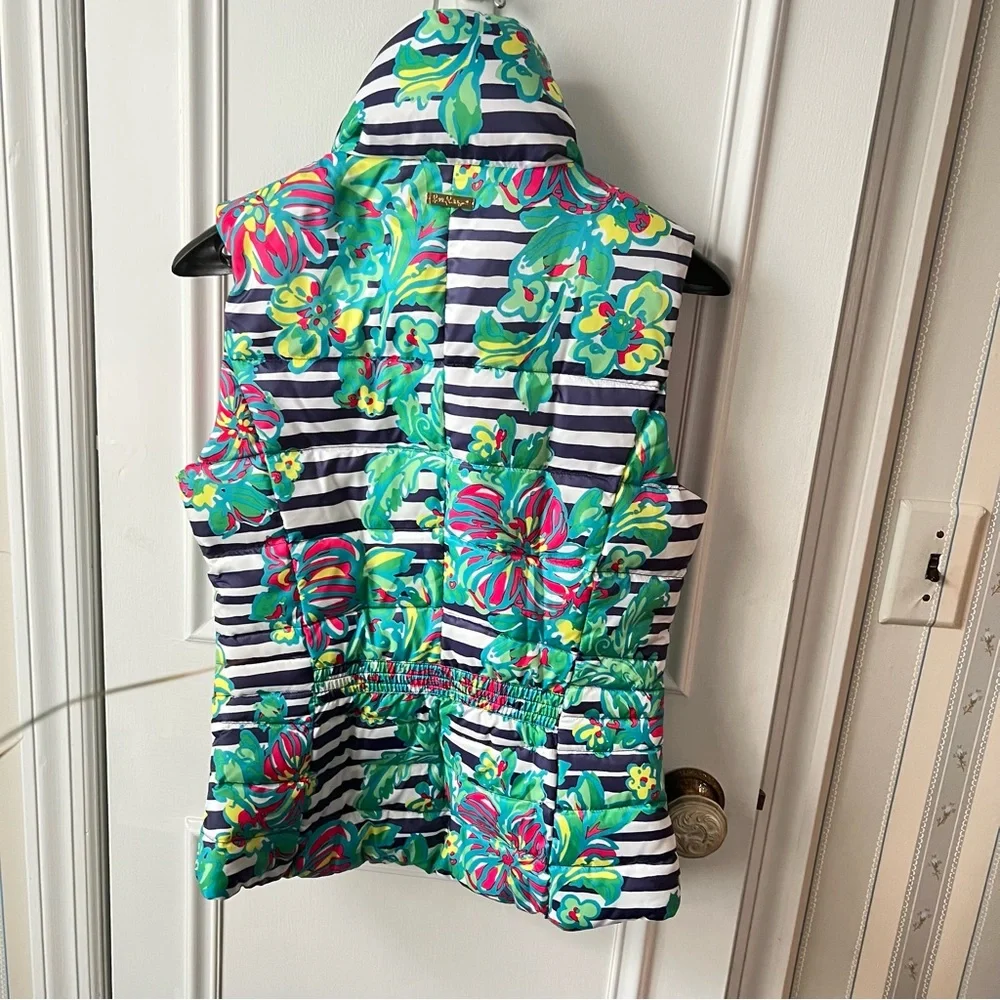 Lily Pulitzer Floral Striped Women's Puffer Vest -NWOT - Picture 4 of 10